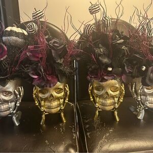 Gold and Silver Skull Holiday Ornament